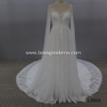 2021luxury lace long sleeve mermaid sexy wedding dress custom backless Ivory tulle wedding dress